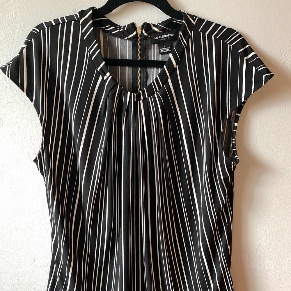 Liz Claiborne Career Cap Sleeve Striped Blouse